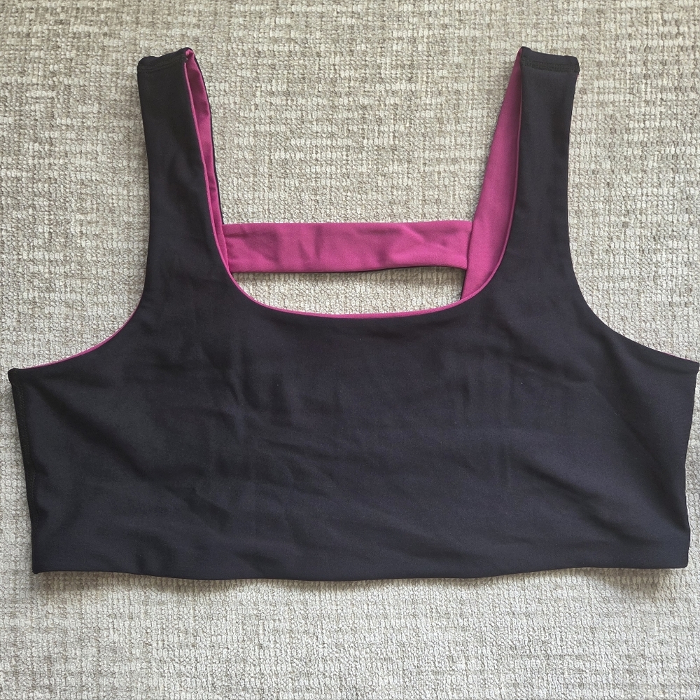 Zella Black and Pink Reversible Swim Top